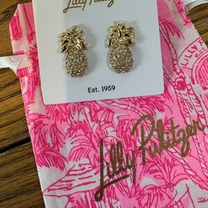 Lilly Pulitzer Gold Crystal Pineapple Earrings